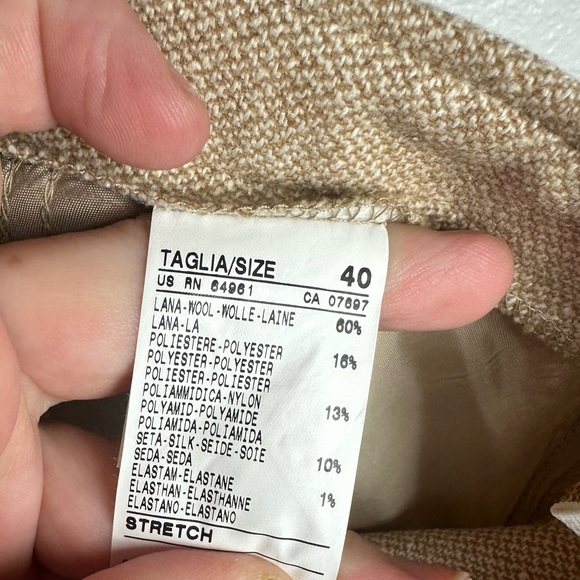 United Colors Of Benetton Beige Wool Silk Tie Detail Front Pockets Skirt NWOT 4? - Picture 12 of 15